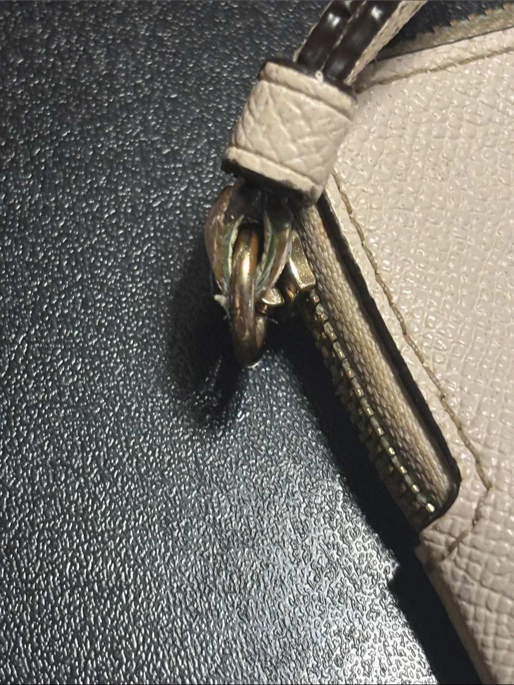 Coach Cream Leather Corner‎ Zip Wristlet with Gold Logo